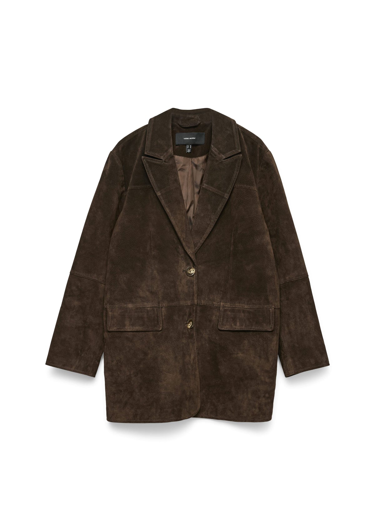 Vero Moda Pernille Long Sleeve Suede Jacket, Brown