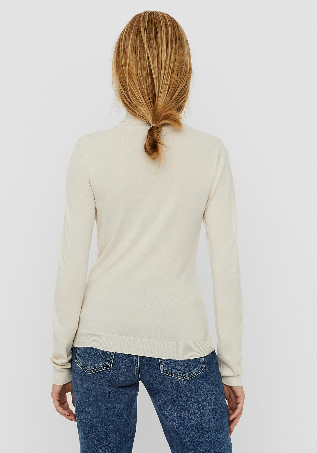 Vero Moda Glory Polo Neck Knit Top, Cream