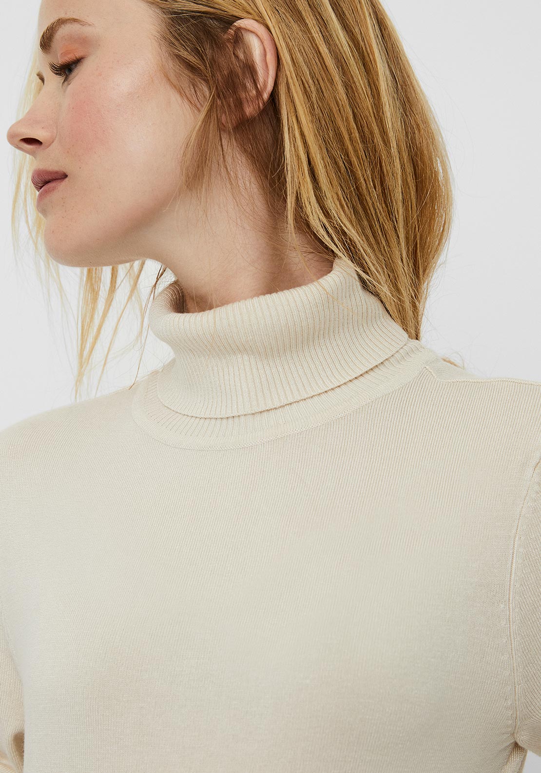 Vero Moda Glory Polo Neck Knit Top, Cream