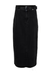Vero Moda Aria Belted Denim Maxi Skirt, Black Denim