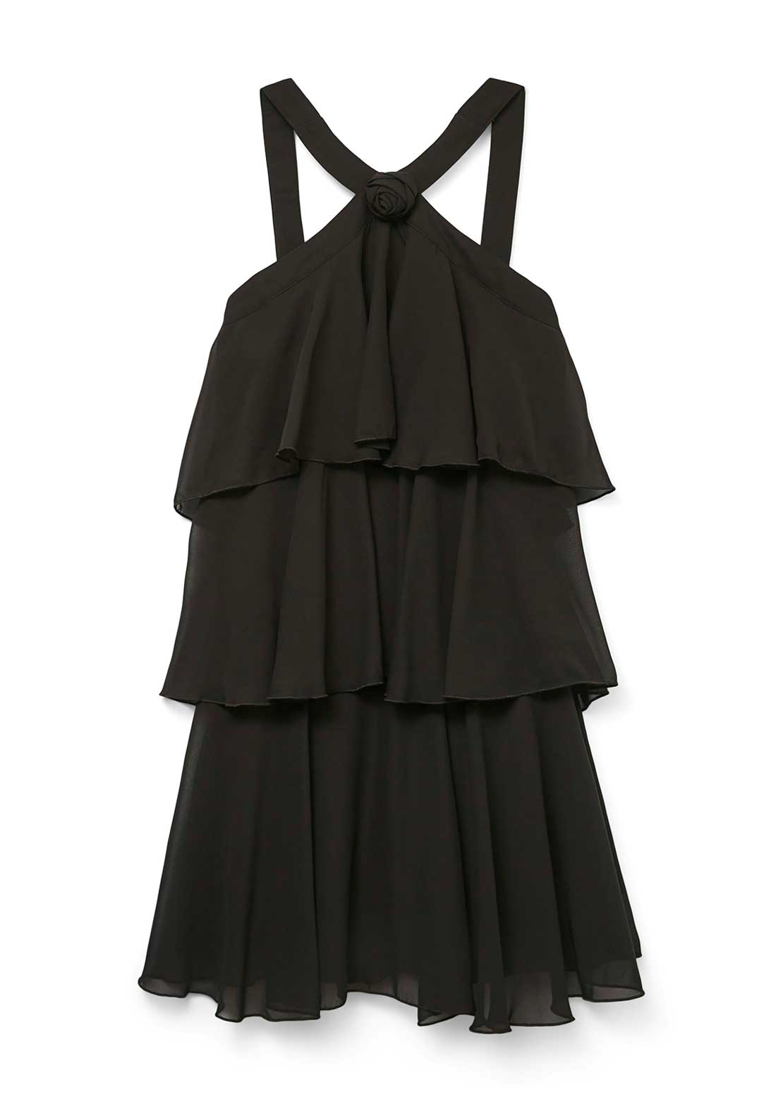 Vero Moda Felicia Ruffle Short Duffle Dress, Black