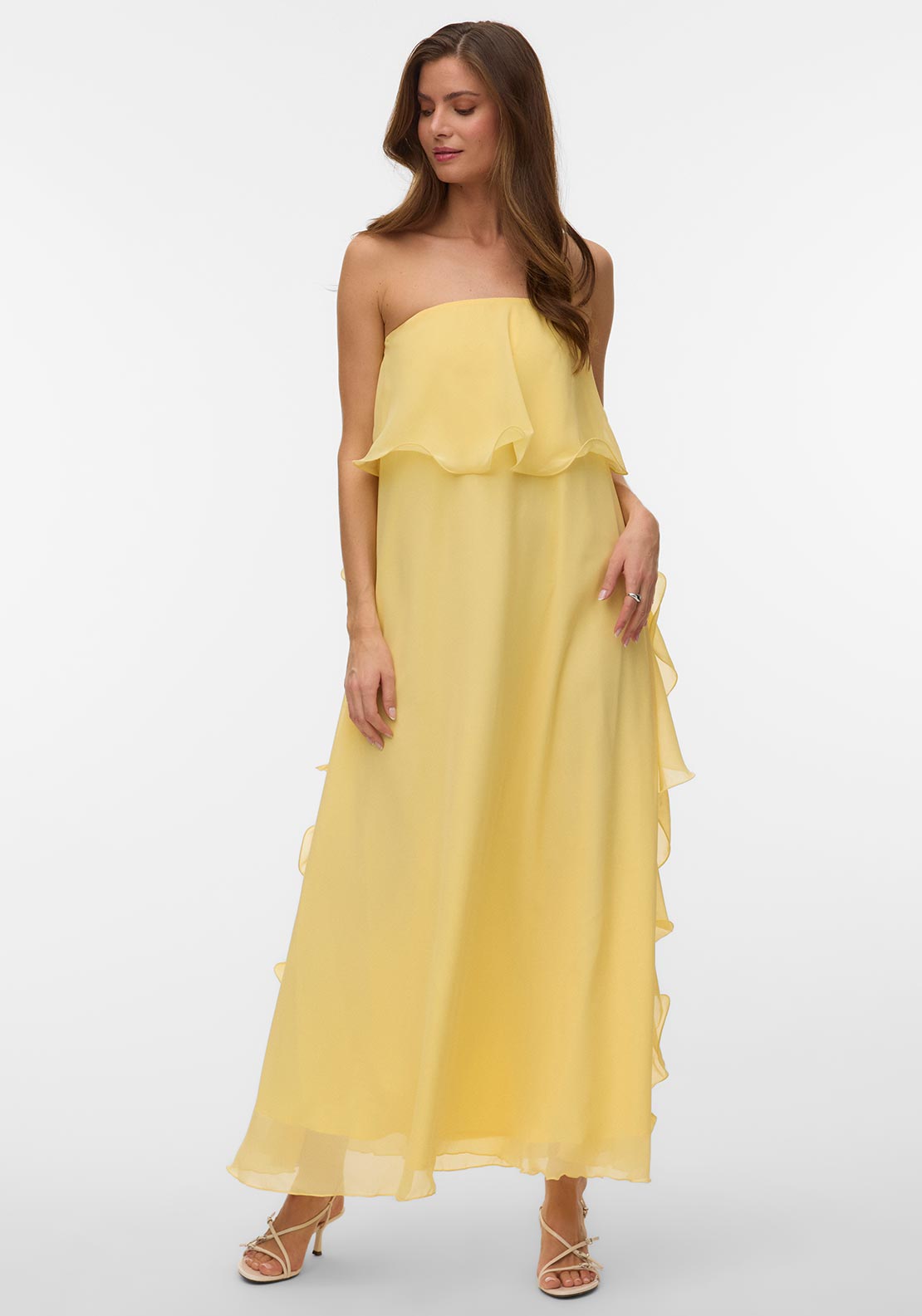 Vero Moda Iris Ruffle Maxi Tube Dress, Banana Yellow Vero Moda Iris Ruffle Maxi Tube Dress, Banana Yellow