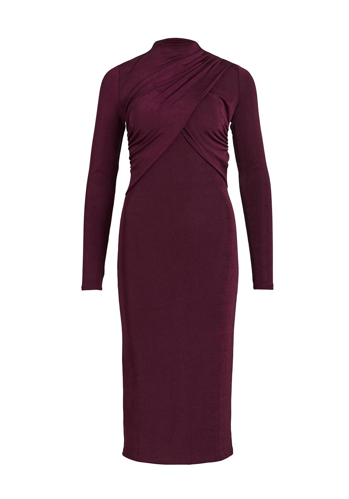 navy blue dress for baby girl Solid Color Ribbed Bodycon Dress, Elegant High-Neck Long Sleeve Dress for  Women