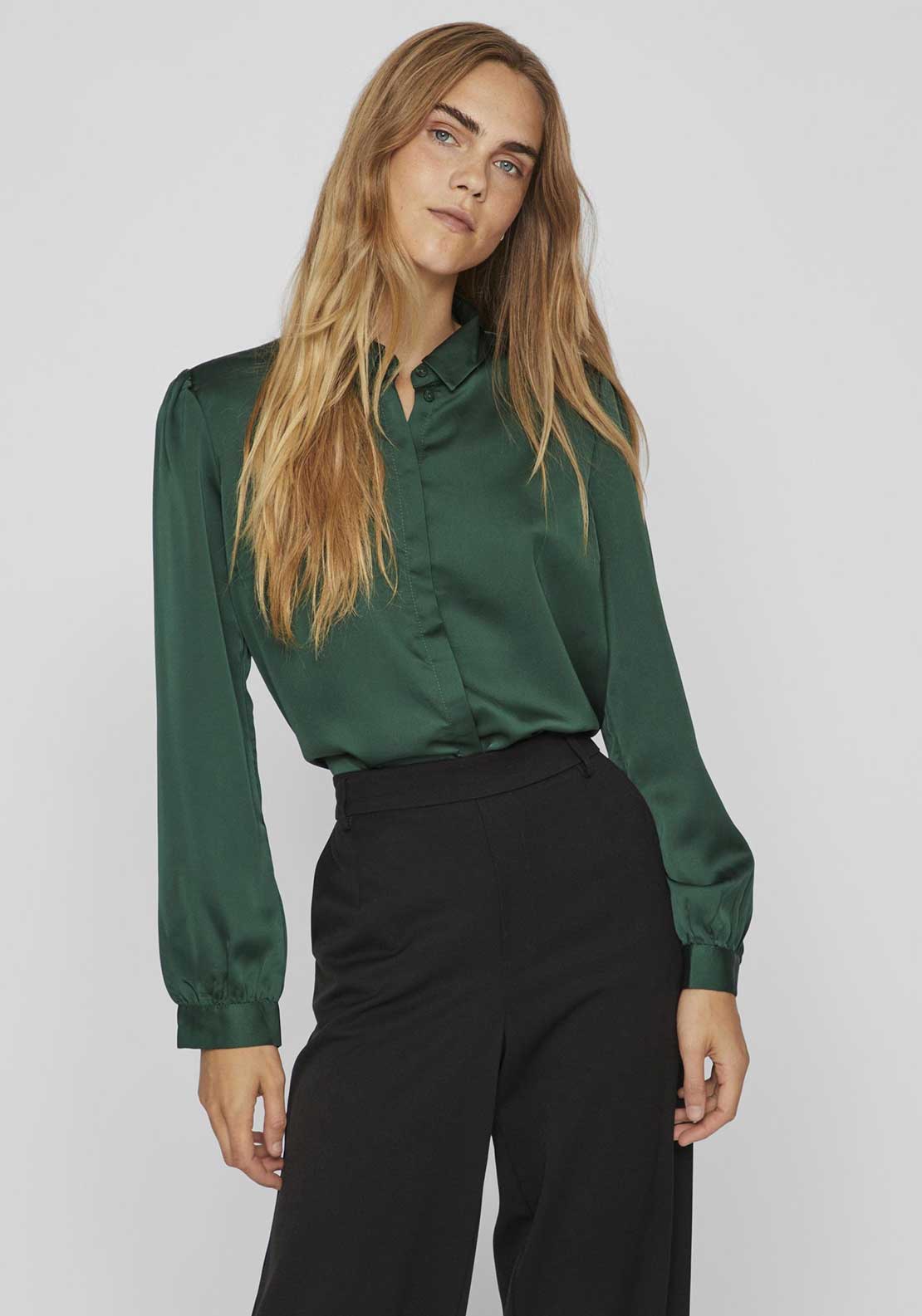 Ellette Satin L S Shirt Navy Blazer