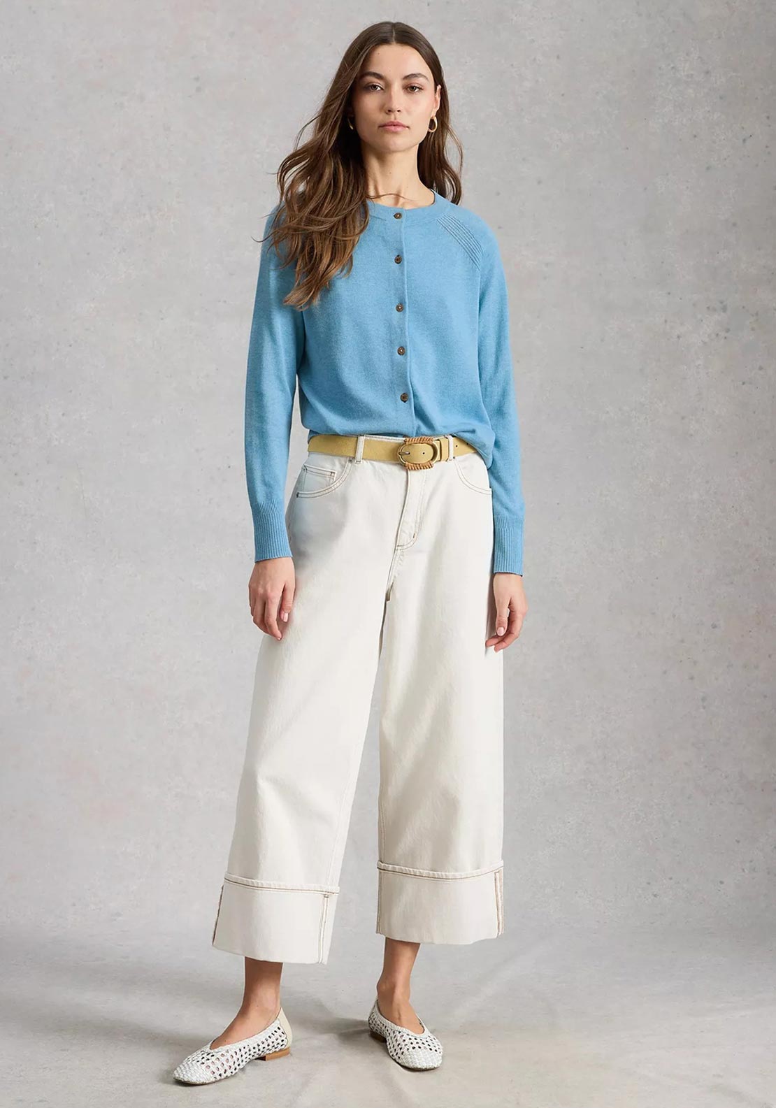 White Stuff Button Up Front Cardigan, Blue