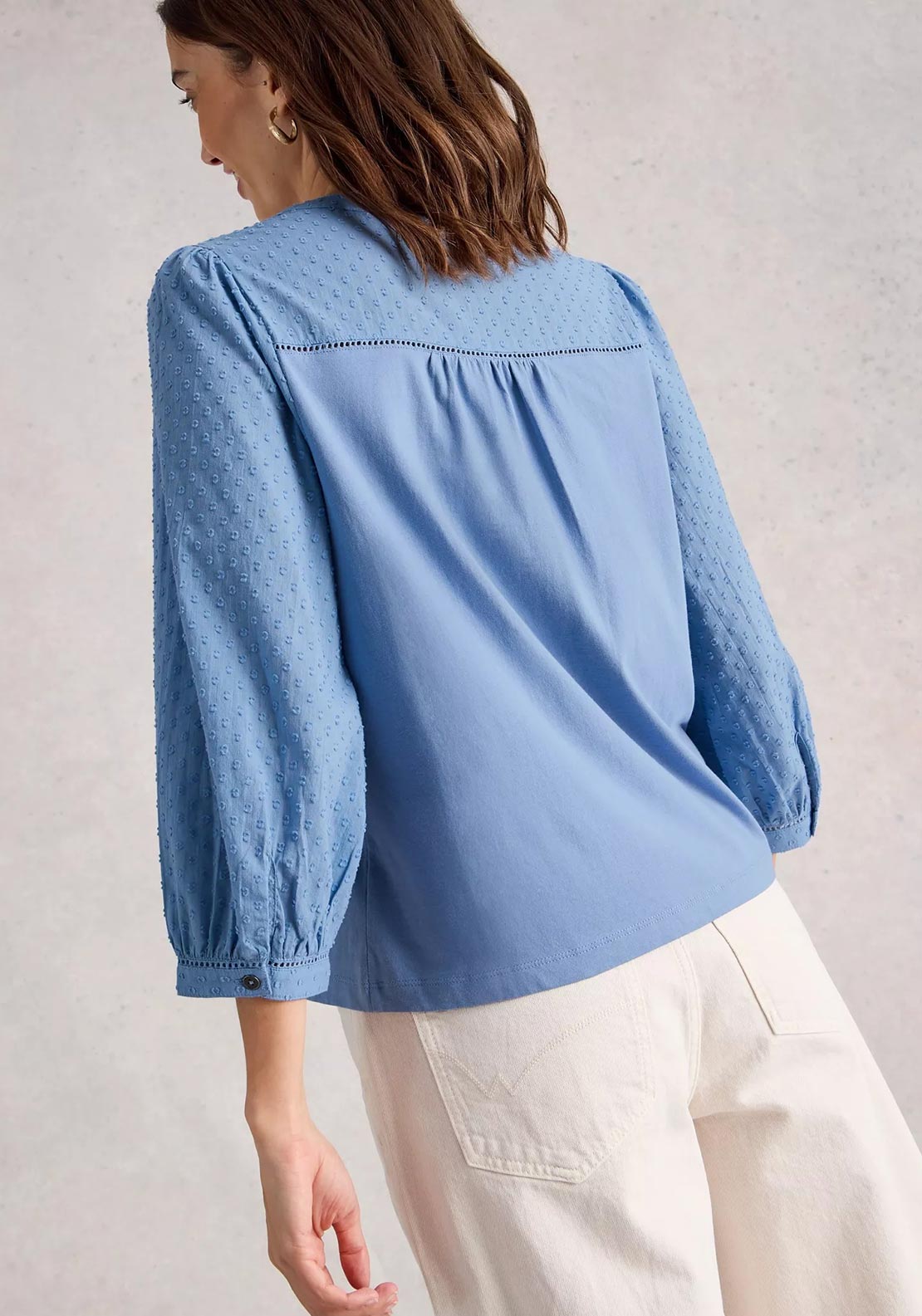 White Stuff Daisy Dobby Blouse, Blue