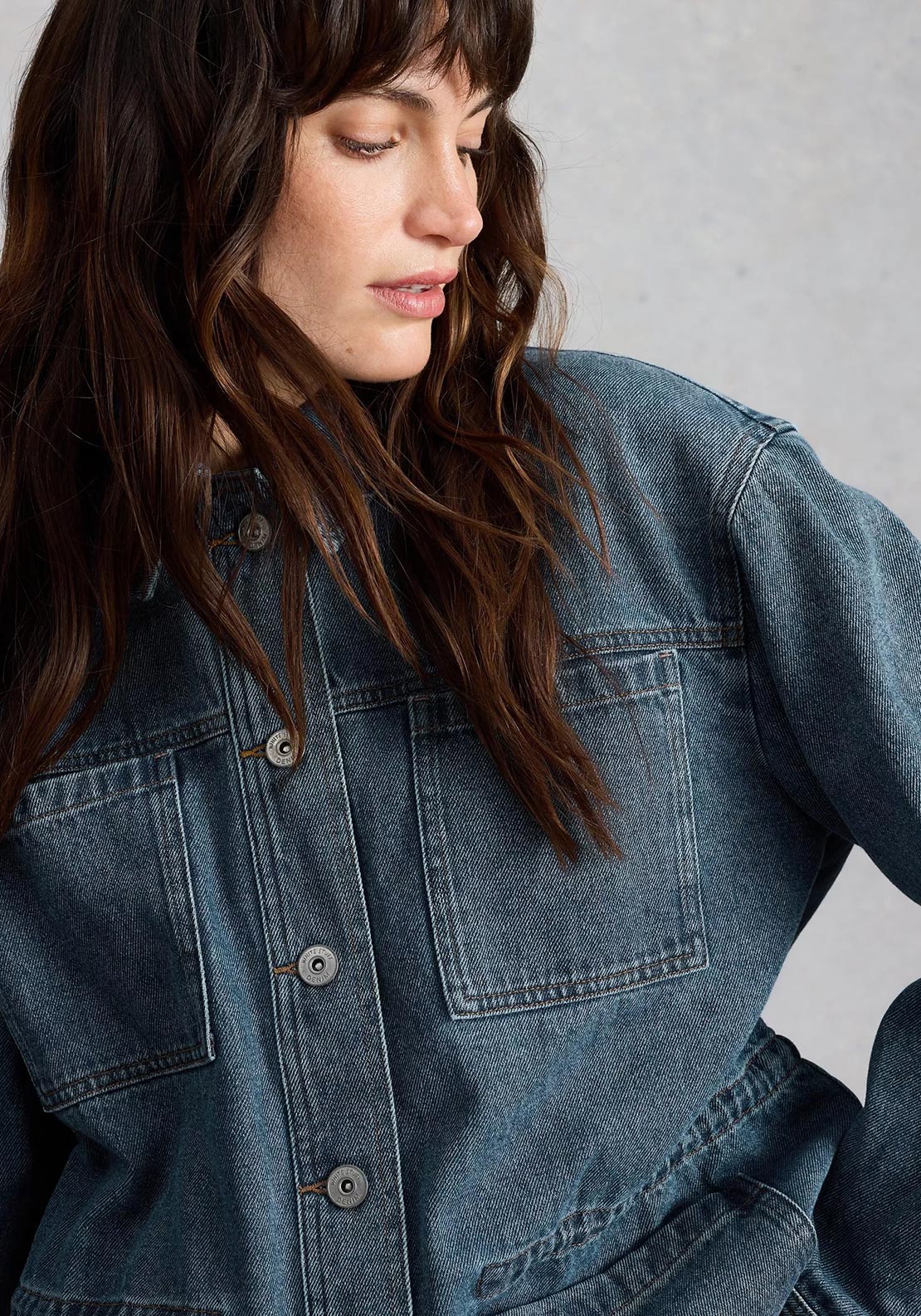 White Stuff Button Up Denim Jacket, Blue