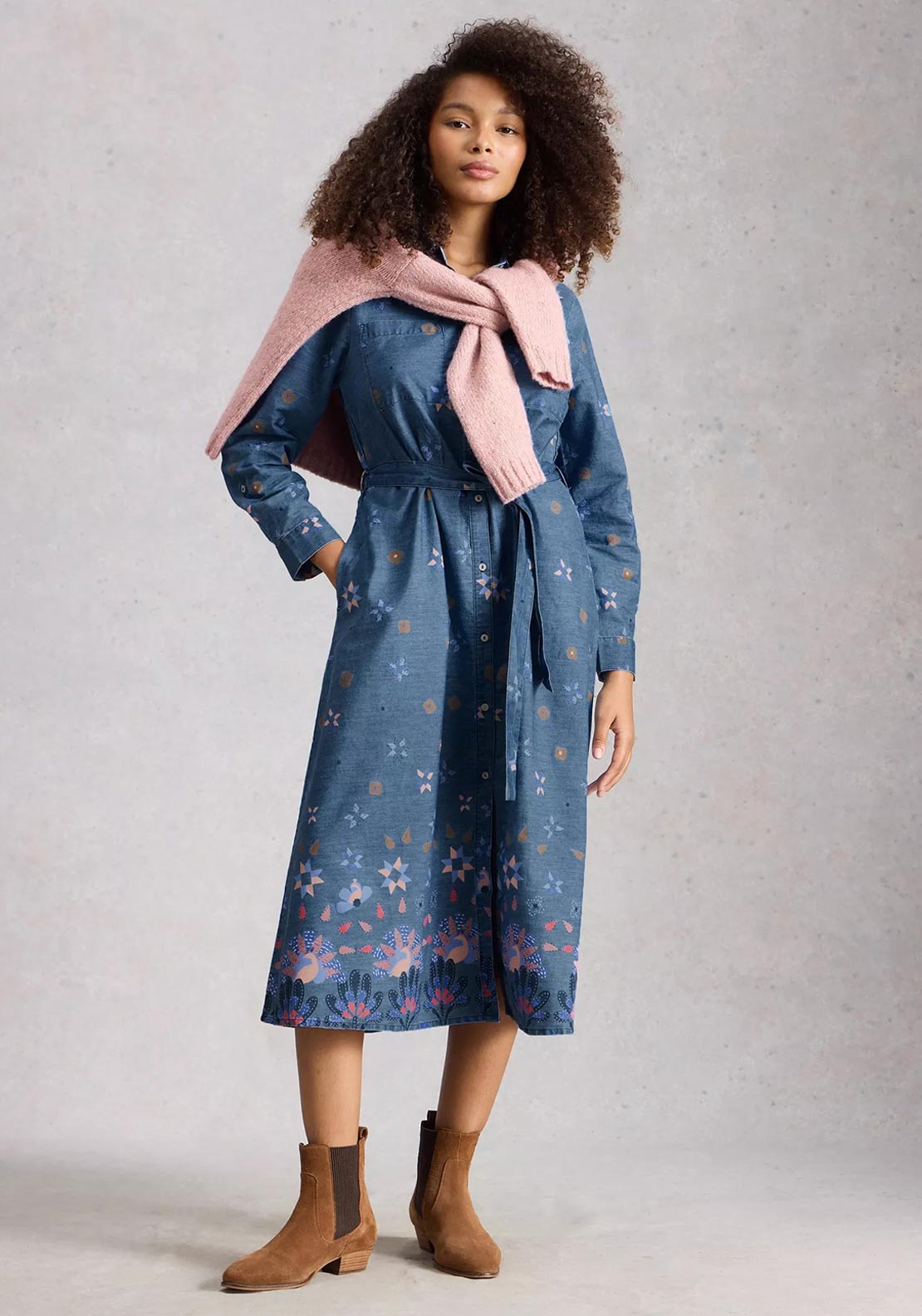 white stuff blue dress Lana Denim Midi Dress, DREAMT a cotton dress or Schiaparelli Dress Black White Style:Dress + Train