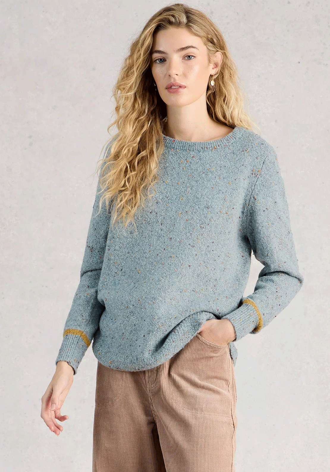 White Stuff Talia Nep Crew Neck Jumper, Blue