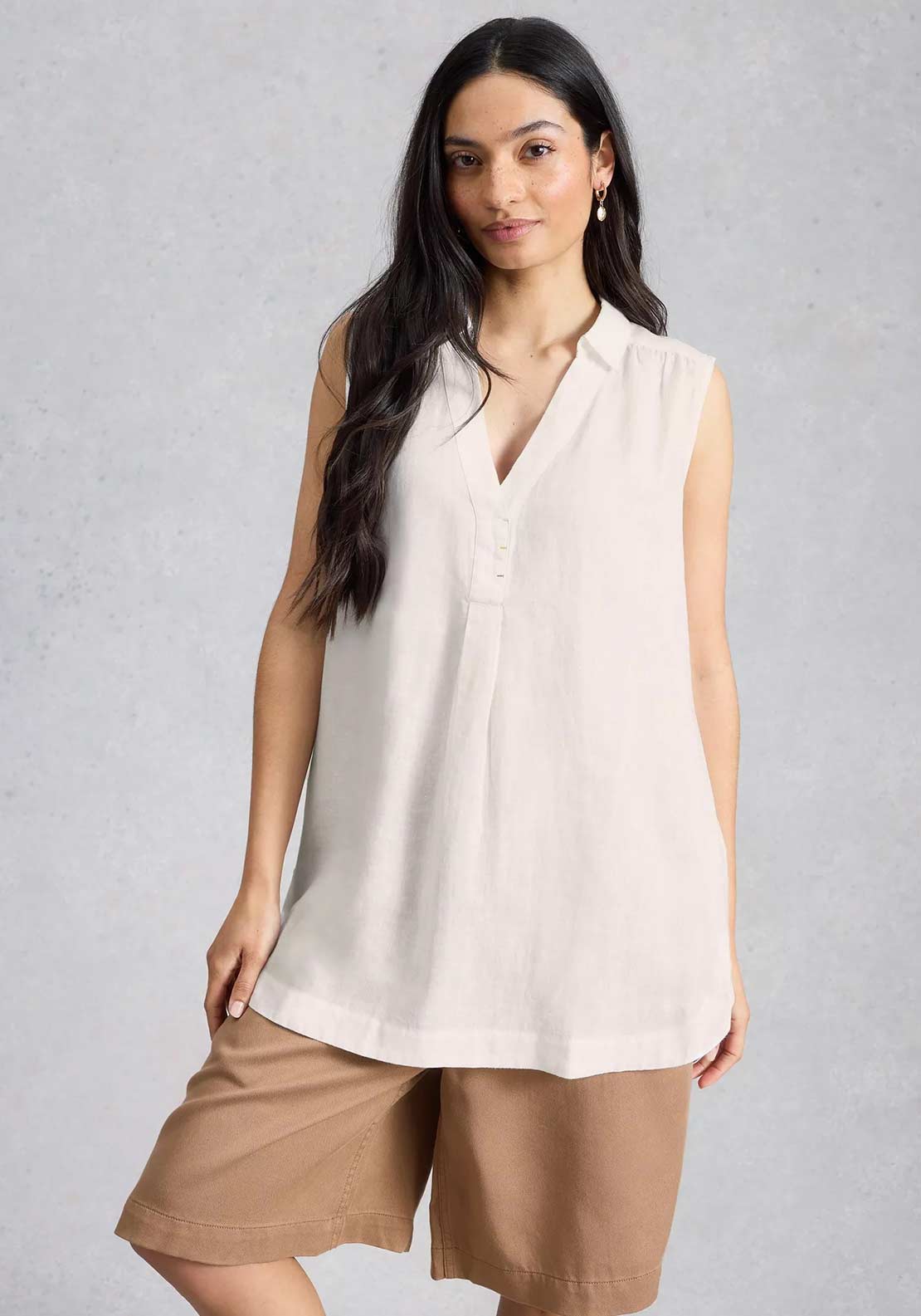 White Stuff Bianca Sleeveless Linen Tunic, White
