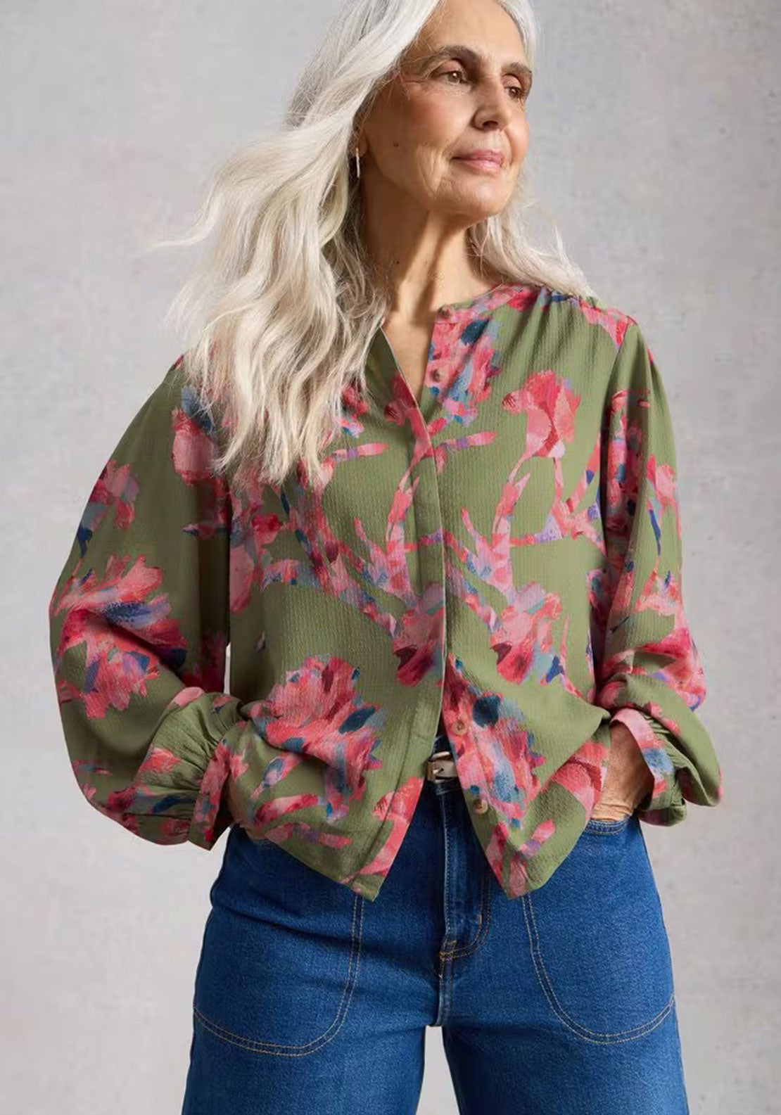 White Stuff Lana V Neck Top, Green
