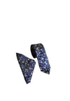 William Turner Floral Blossom Tie & Pocket Square, Navy & Cream
