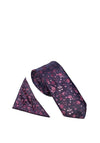 William Turner Floral Blossom Tie & Pocket Square, Navy & Pink
