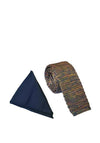 William Turner Knitted Tweed Tie & Pocket Square, Navy
