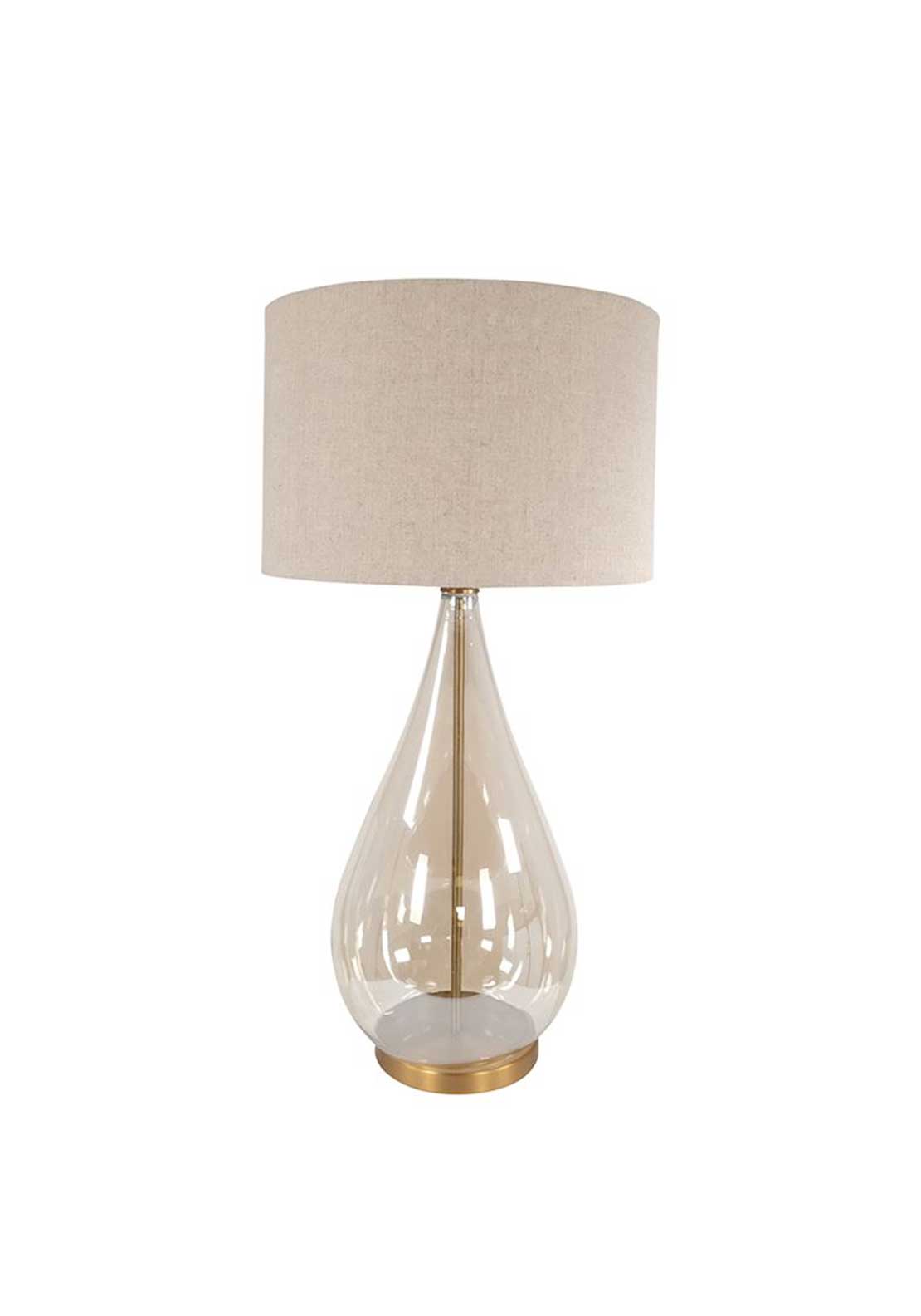 WJ Sampson Dalston Amber Glass Teardrop Table Lamp, Beige