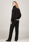 Tommy Hilfiger Womens Monogram Cropped Half- Zip Sweatshirt, Black