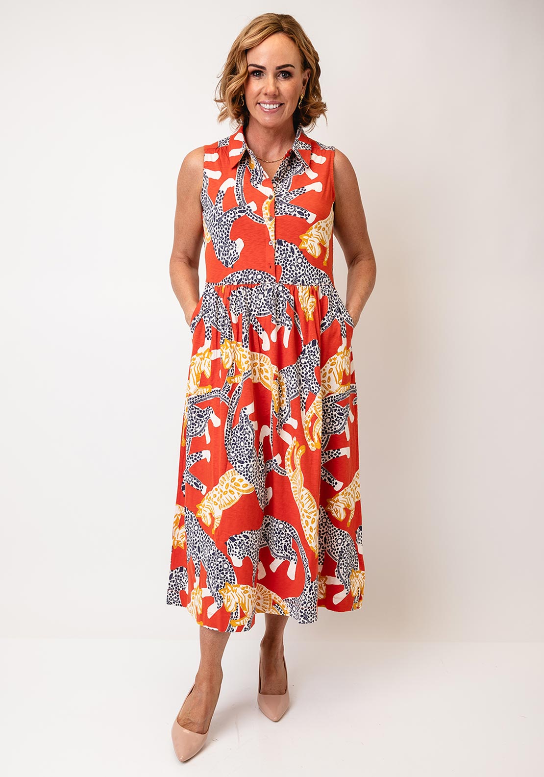 White Stuff Rylee Animal Jersey Dress, Orange