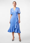 Y.A.S Thea Satin Wrap Midi Dress, Ashleigh Blue