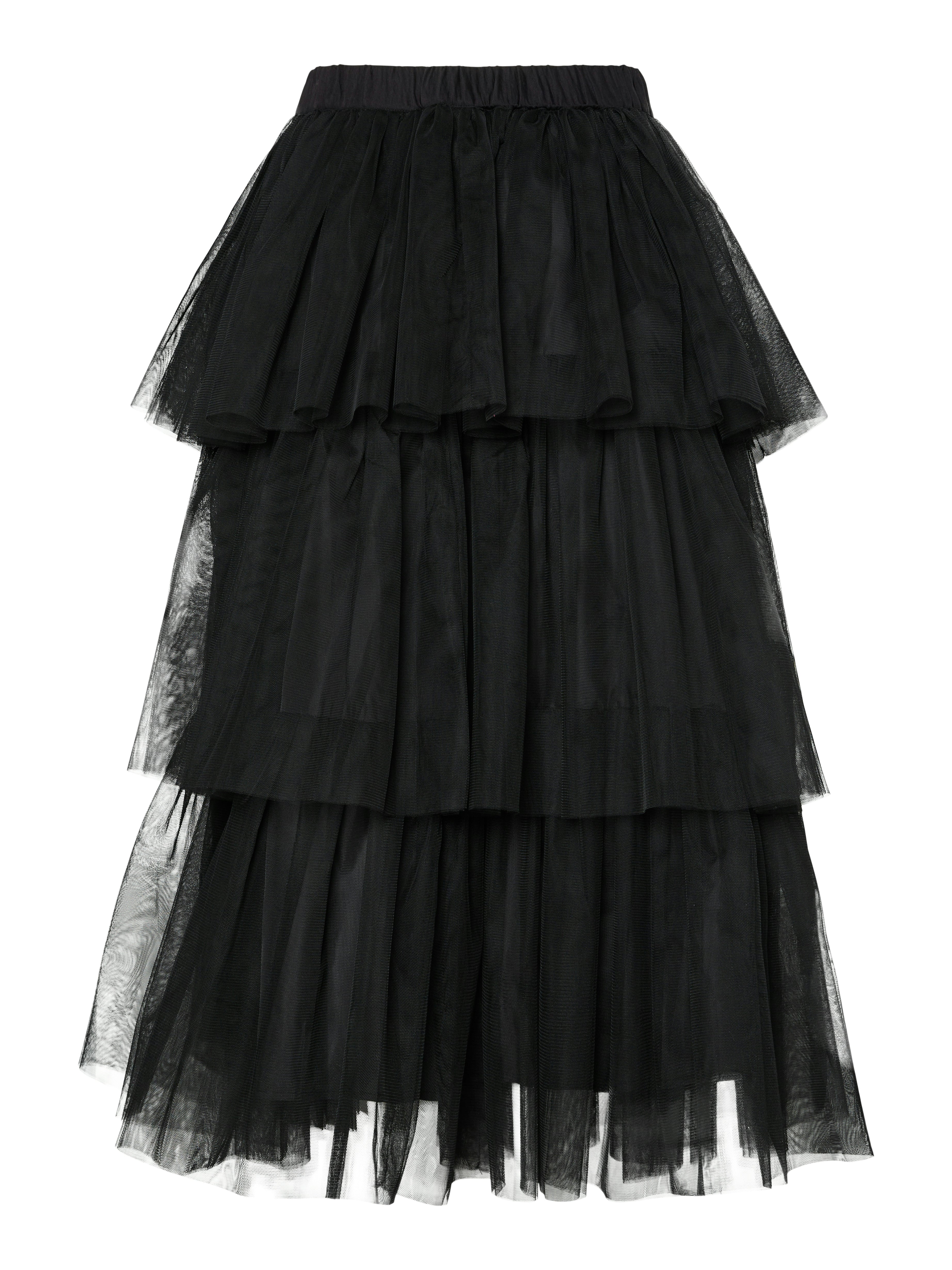 Tundra High Waisted Tulle Midi Skirt, Black McElhinneys