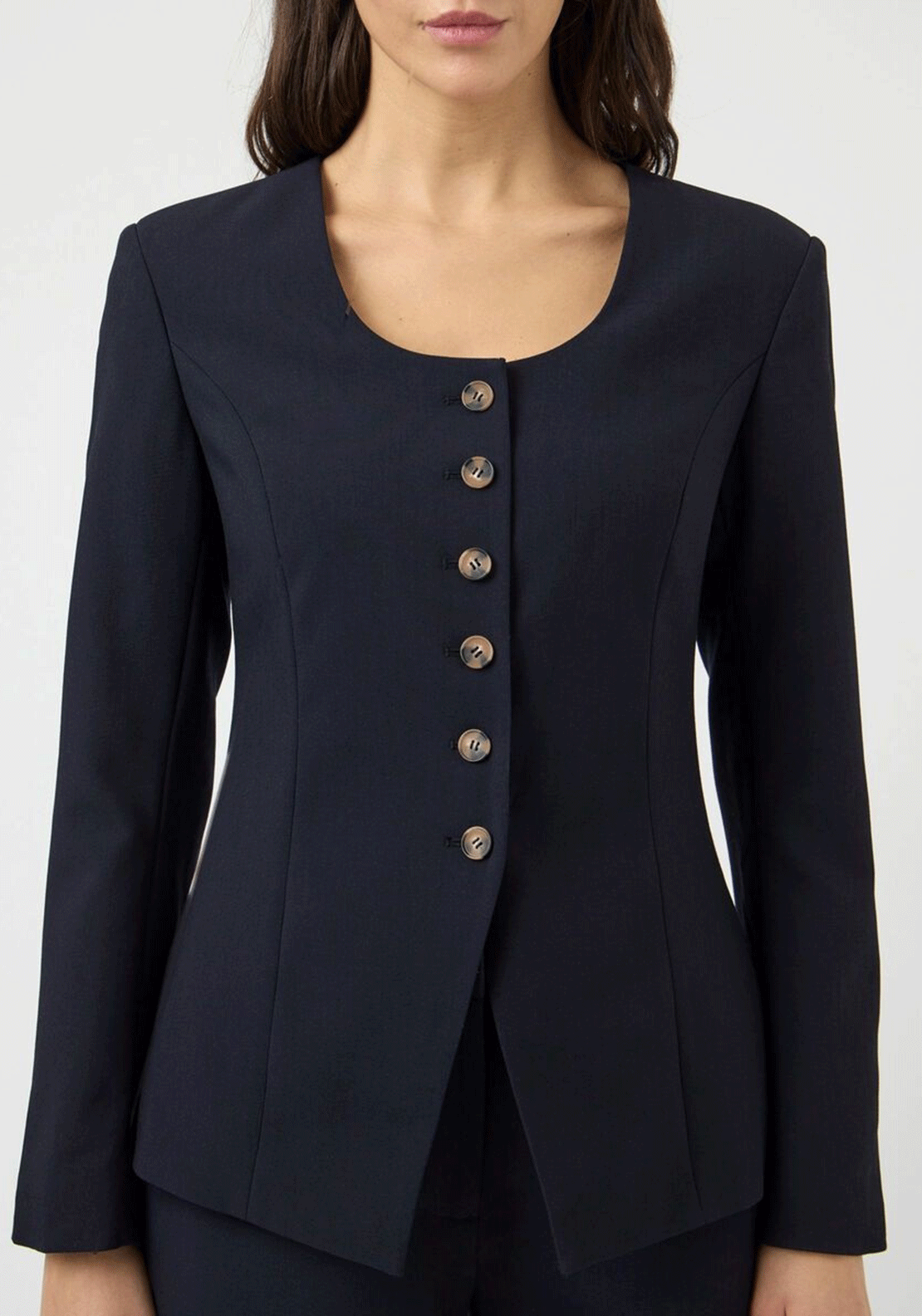 YAS Kariso Long Sleeve Button Up Blazer, Navy