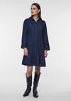 Y.A.S Janna Crochet Trim Mini Shirt Dress, Dark Blue