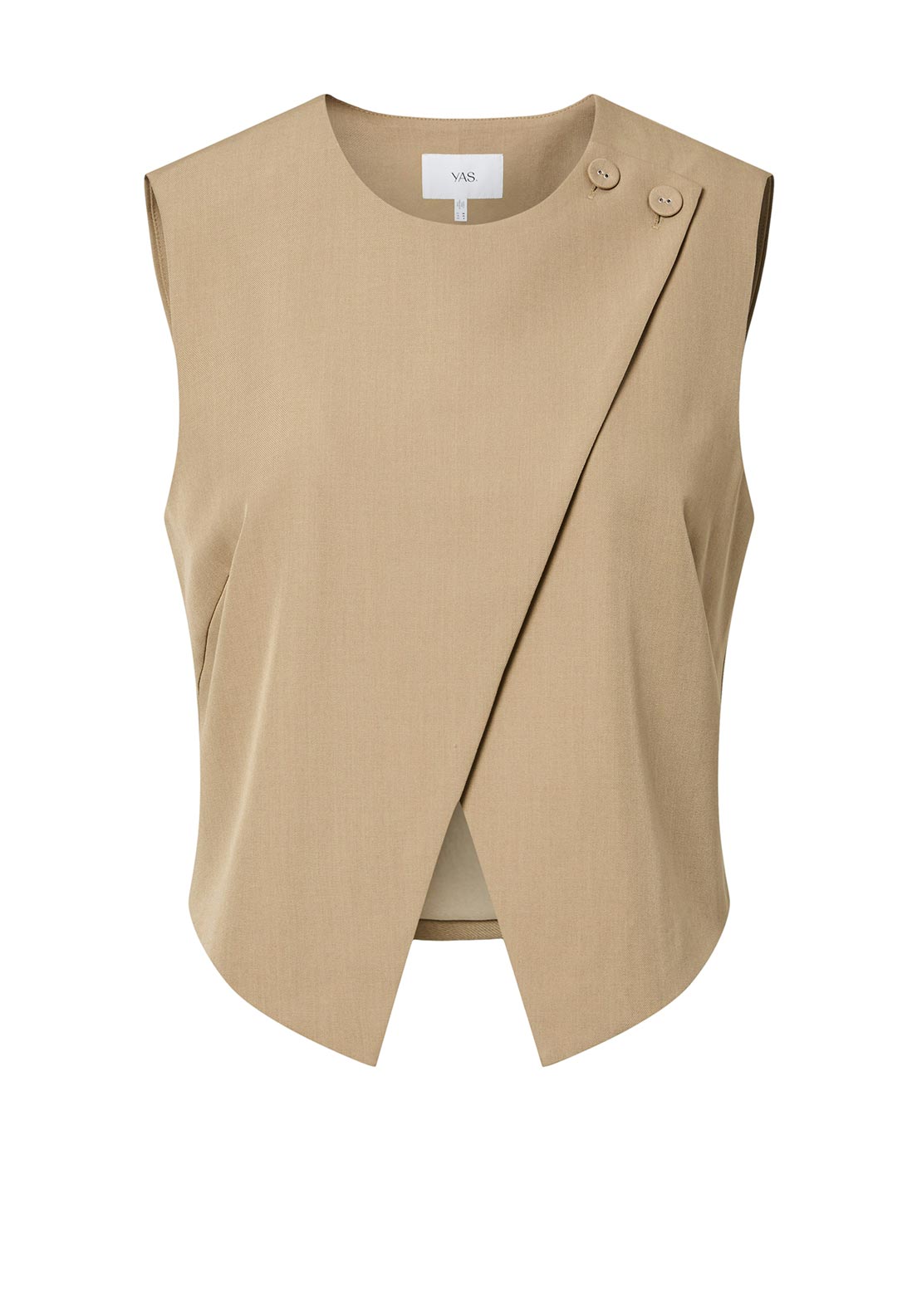 YAS Camia Asymmetric Waistcoat, Beige