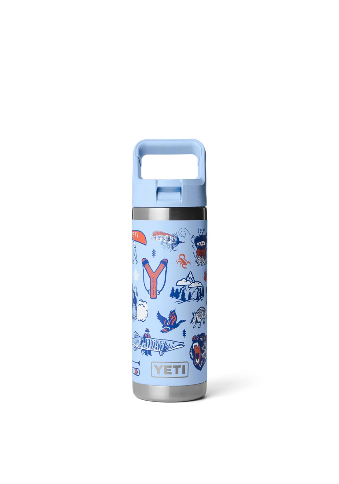 YETI Rambler 18oz Bottle with Straw Lid, Summer Camp Blue