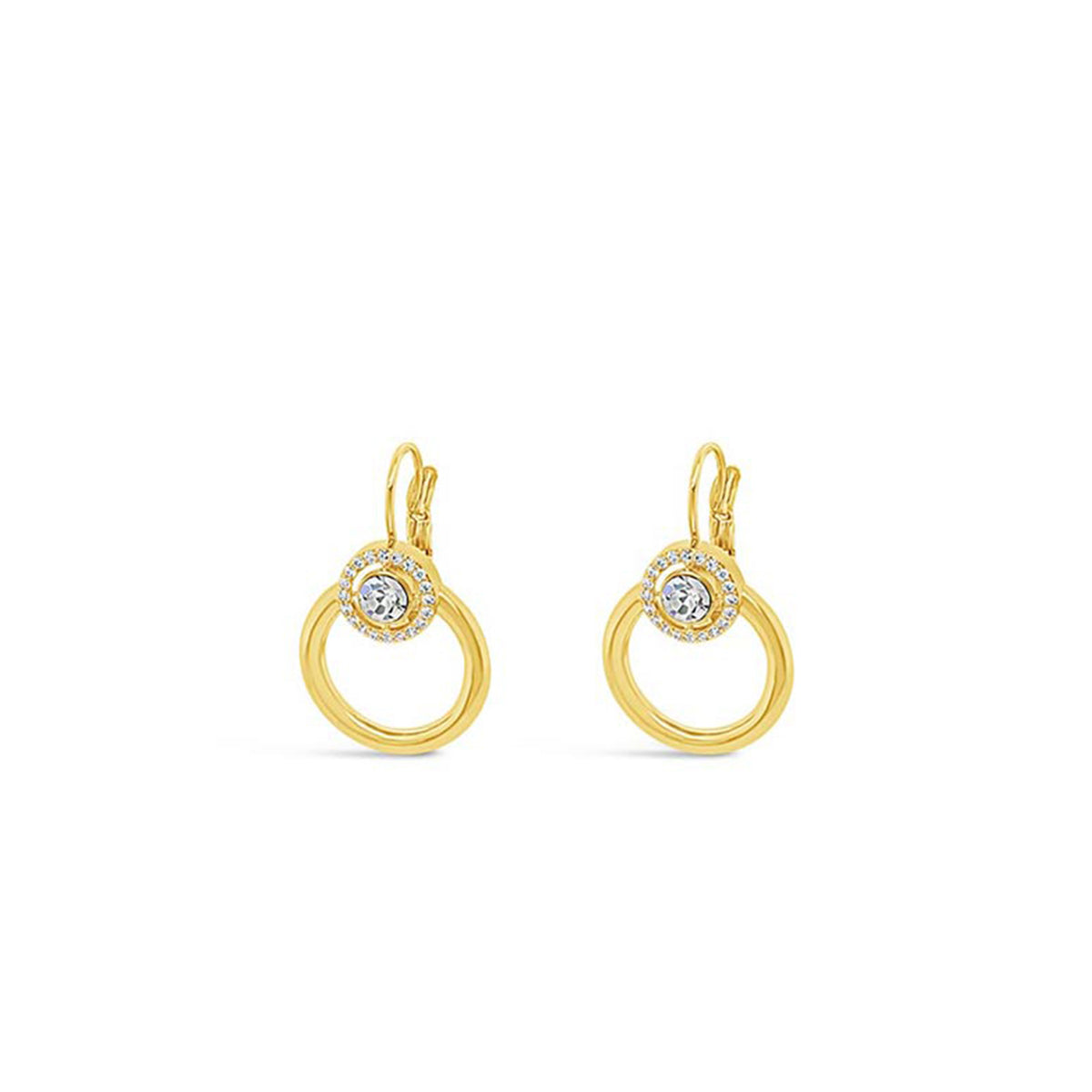 Absolute Diamante Circle Earrings, Gold