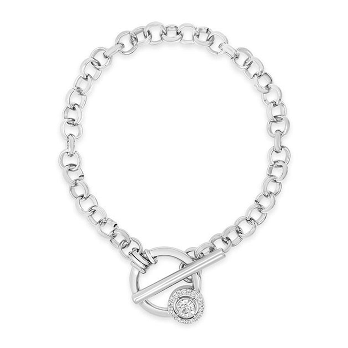 Absolute Diamante Chain Toggle Bracelet, Silver