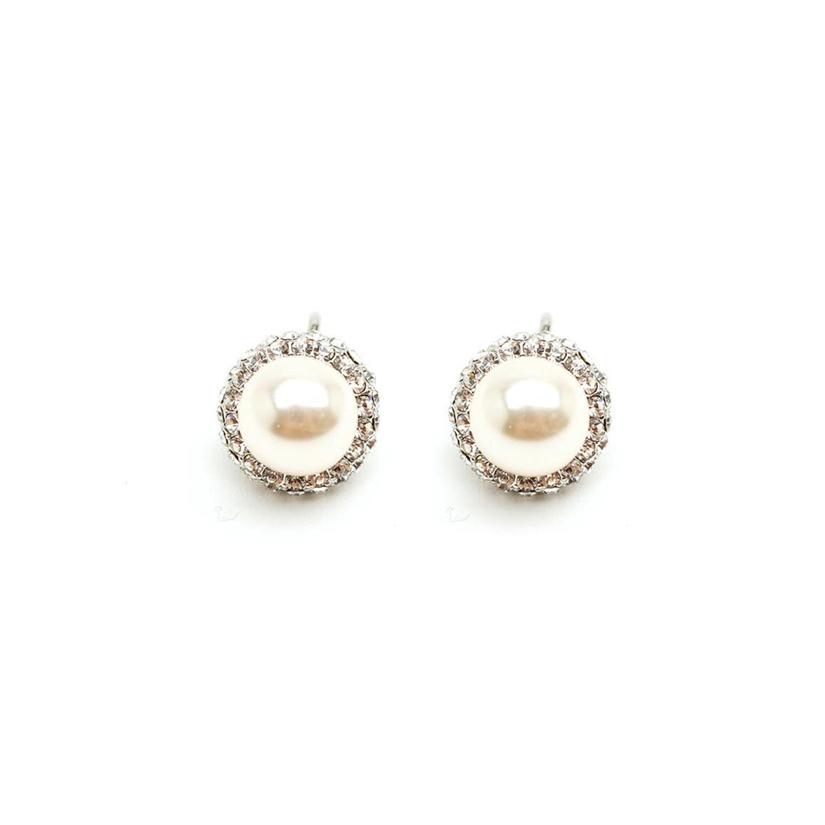 Absolute Round Pearl Clip On Earrings, Silver