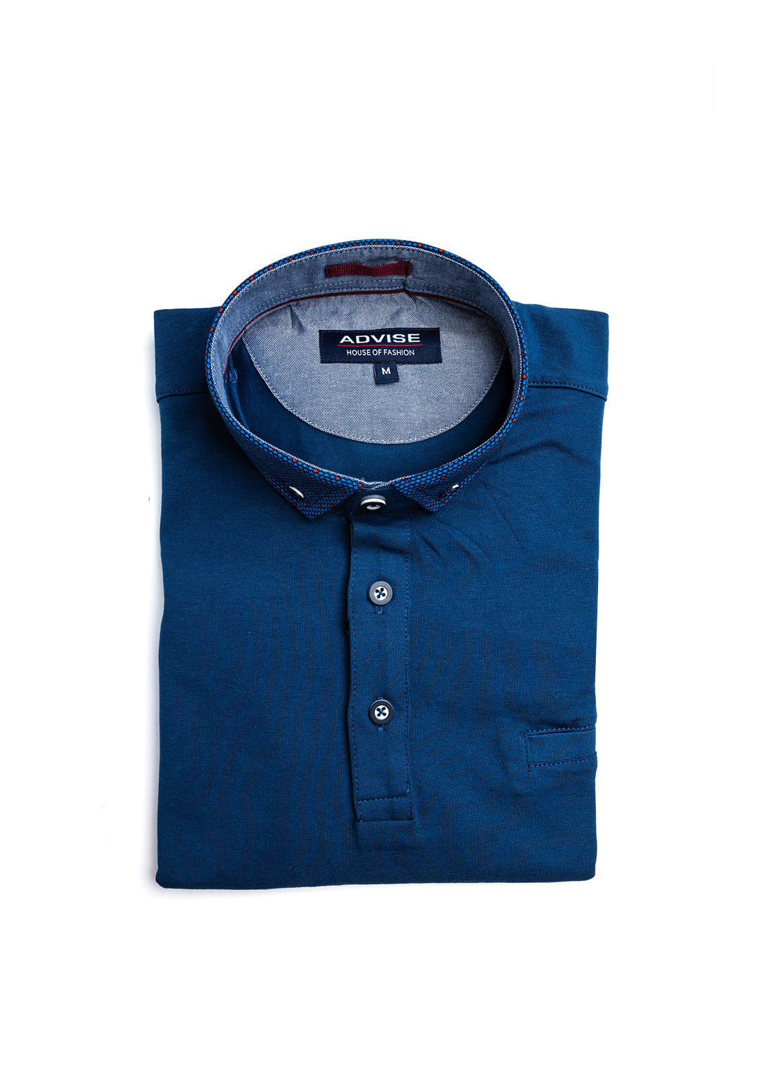 Advise Contrast Micro Print Trim Polo Shirt, Marine