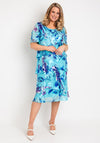 Allison Printed Silk Layered Midi Dress, Turquoise Purple