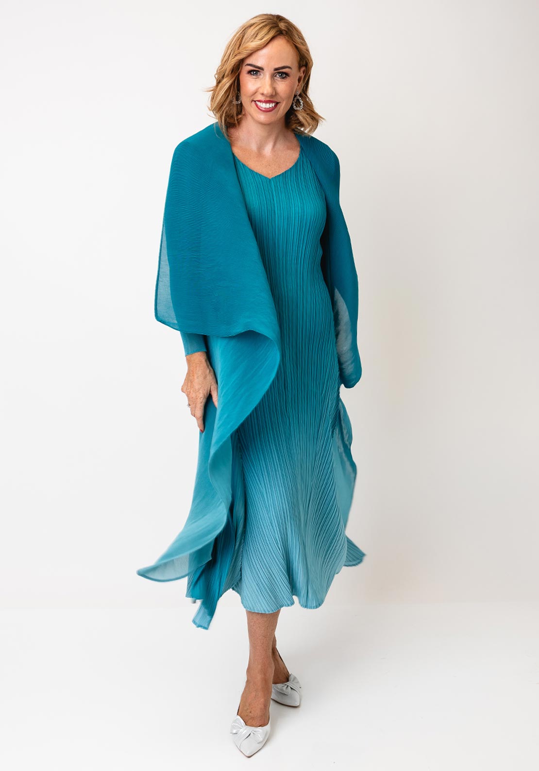 sachin and babi light blue dress Balestra Rome Couture Vintage 1960s Ombre Silk Chiffon Dress main image 0