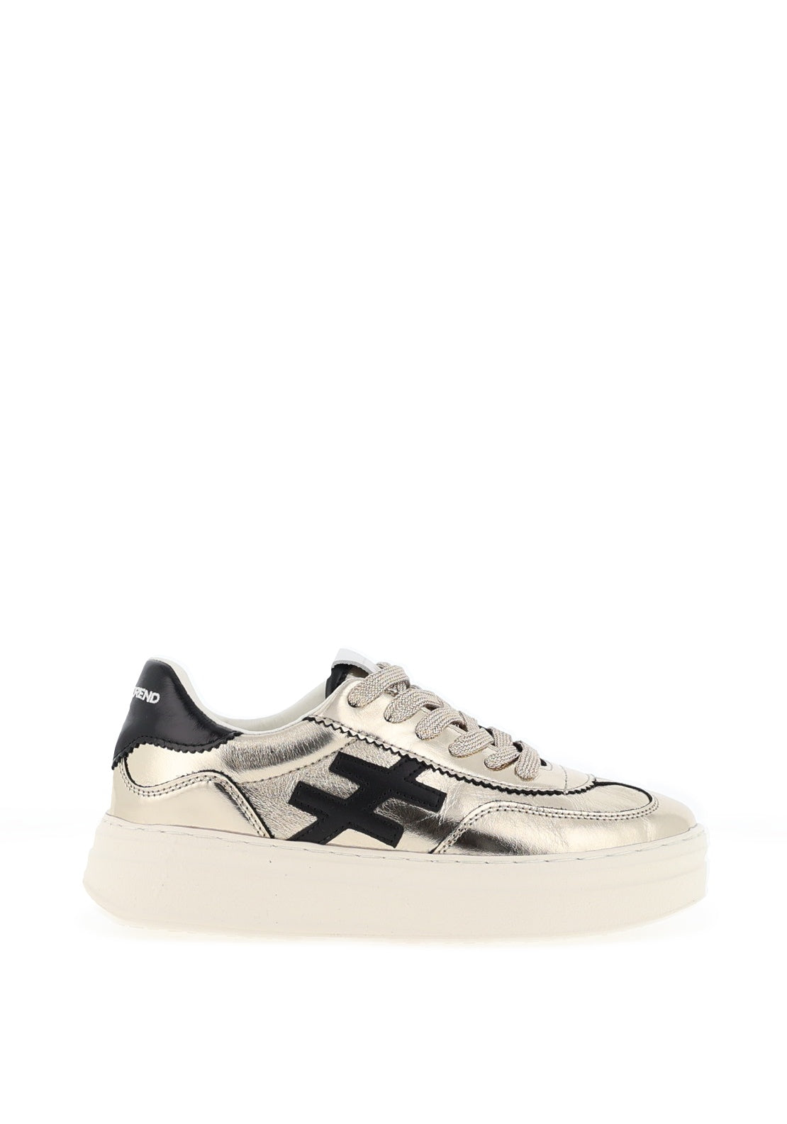 Another Trend Flatform Metallic Lace Up Trainer Gold/cream