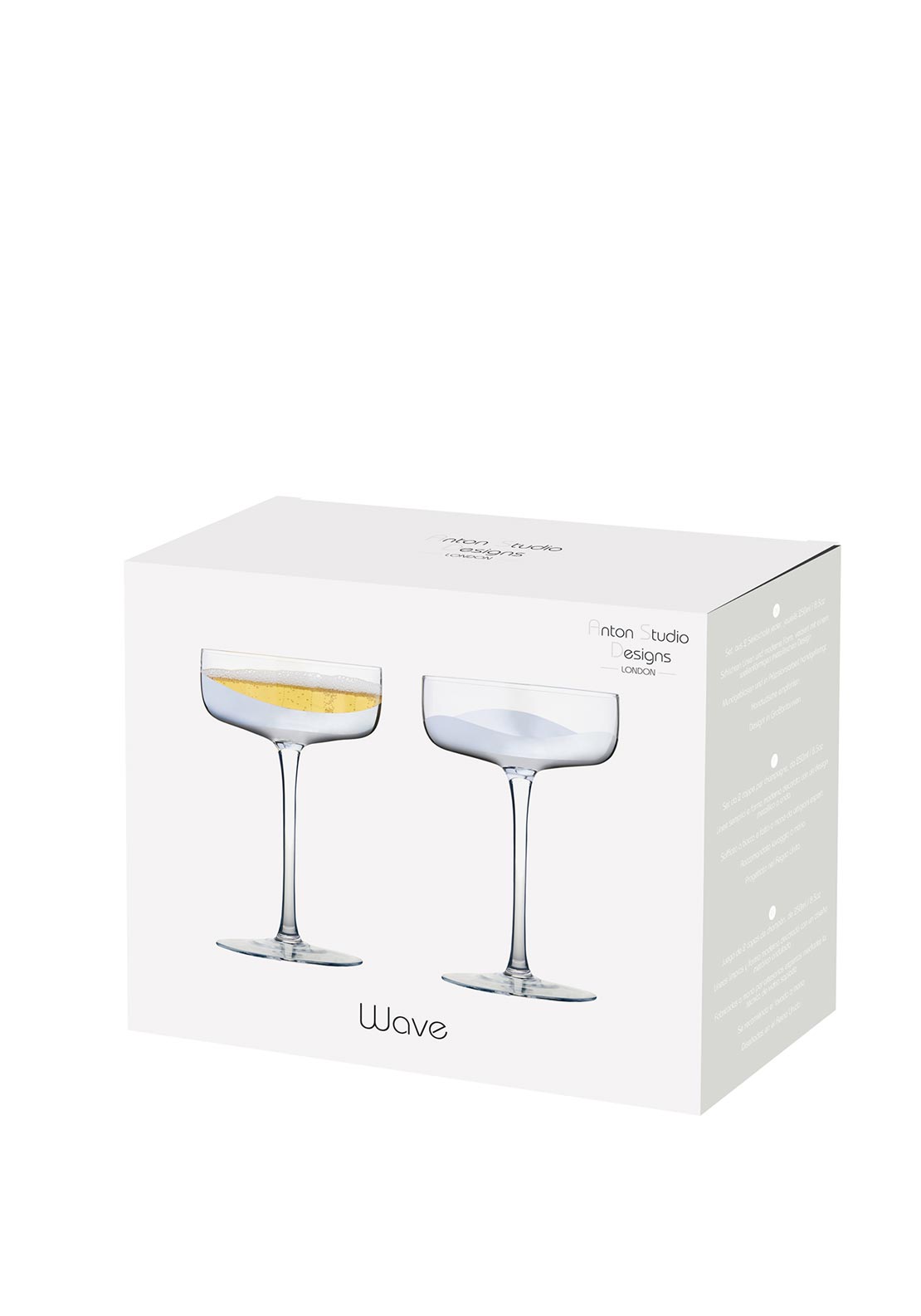 Anton Studio Designs Wave Set of 2 Champagne Saucers, Silver