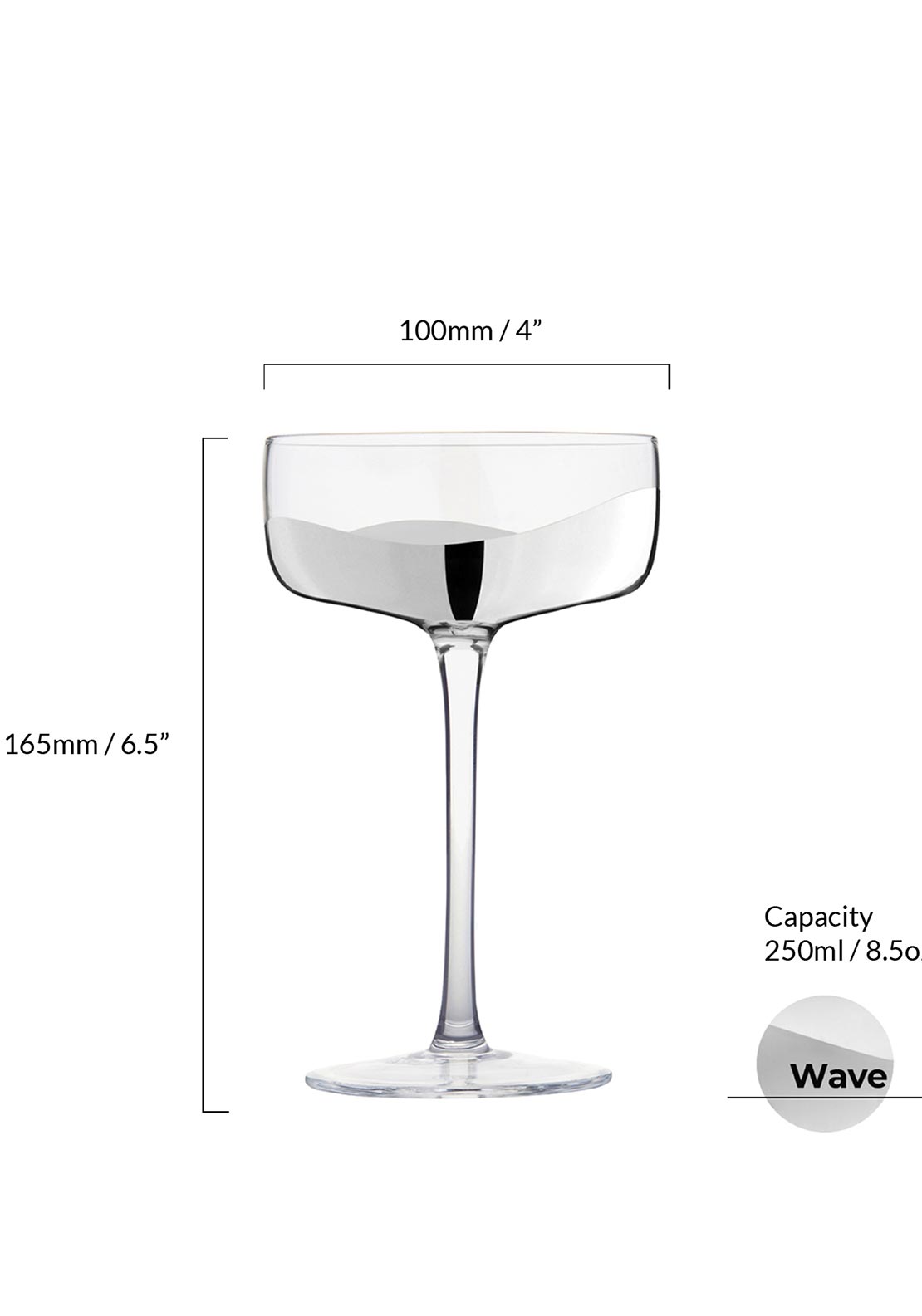 Anton Studio Designs Wave Set of 2 Champagne Saucers, Silver
