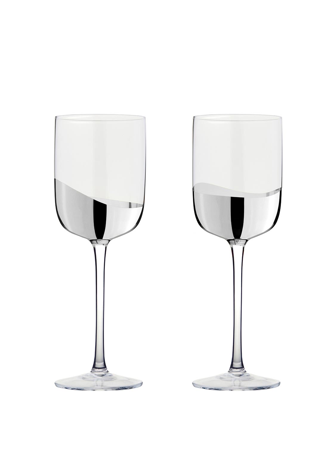 Anton Studio Designs Wave Set of 2 Wine Glasses, Silver
