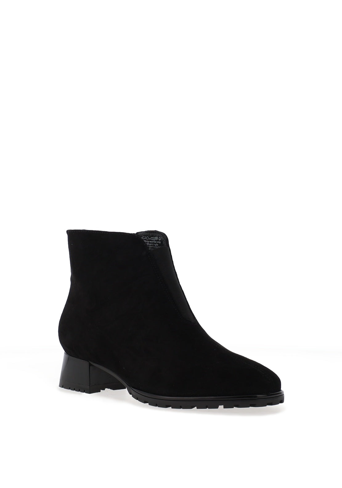 Ara Suede H Fit Block Heel Ankle Boot, Black