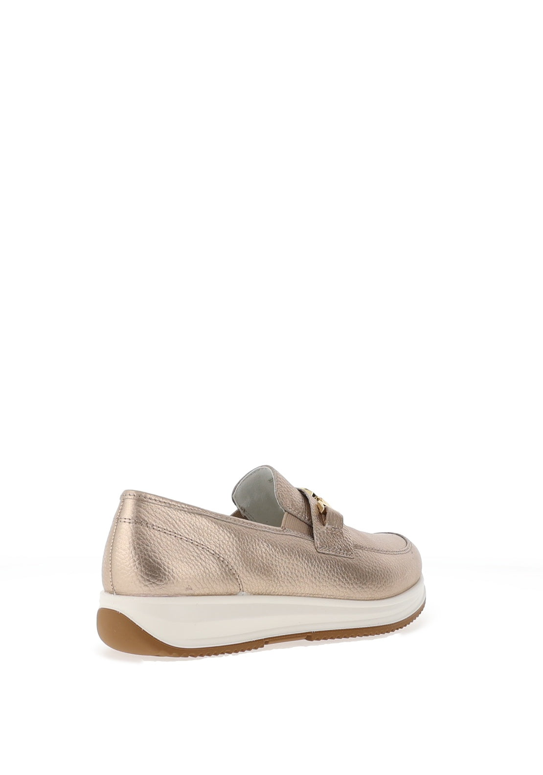 Ara Osaka Pebble Wide Fit Metallic Leather Slip On Loafers, Gold