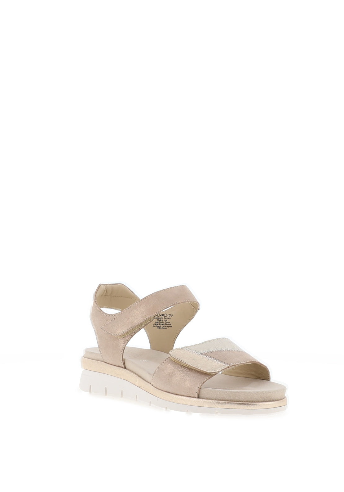 Ara Wide Fit Cambridge Shimmering Double Velcro Strapped Sandals, Taupe