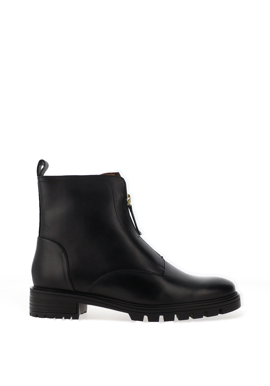 Ara Wide Fit Leather Front Zip Ankle Boots, Black