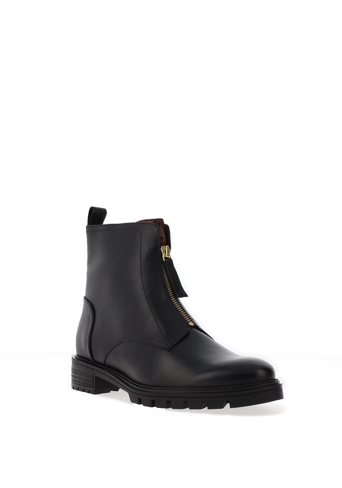 Ara Wide Fit Leather Front Zip Ankle Boots, Black
