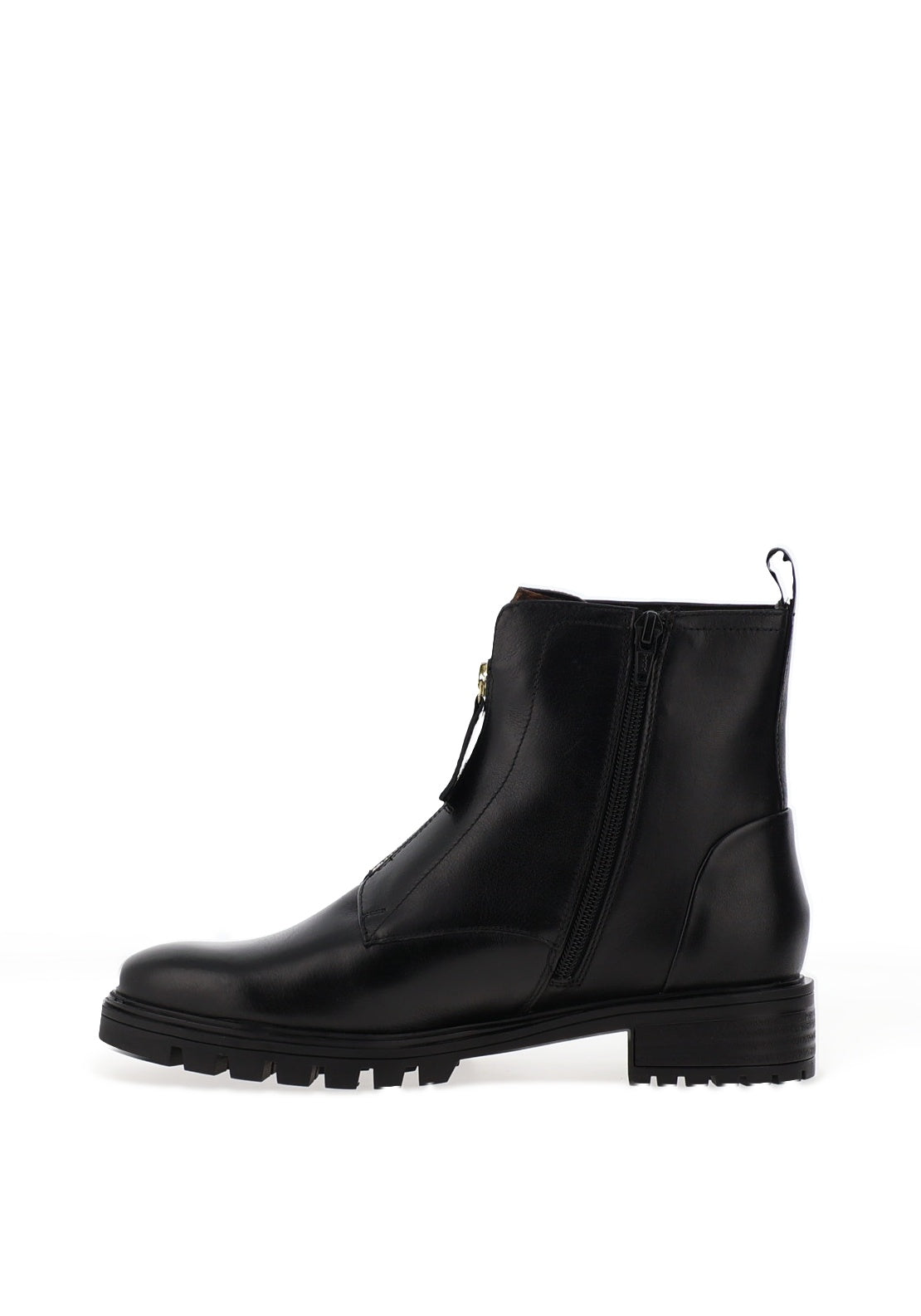 Ara Wide Fit Leather Front Zip Ankle Boots, Black