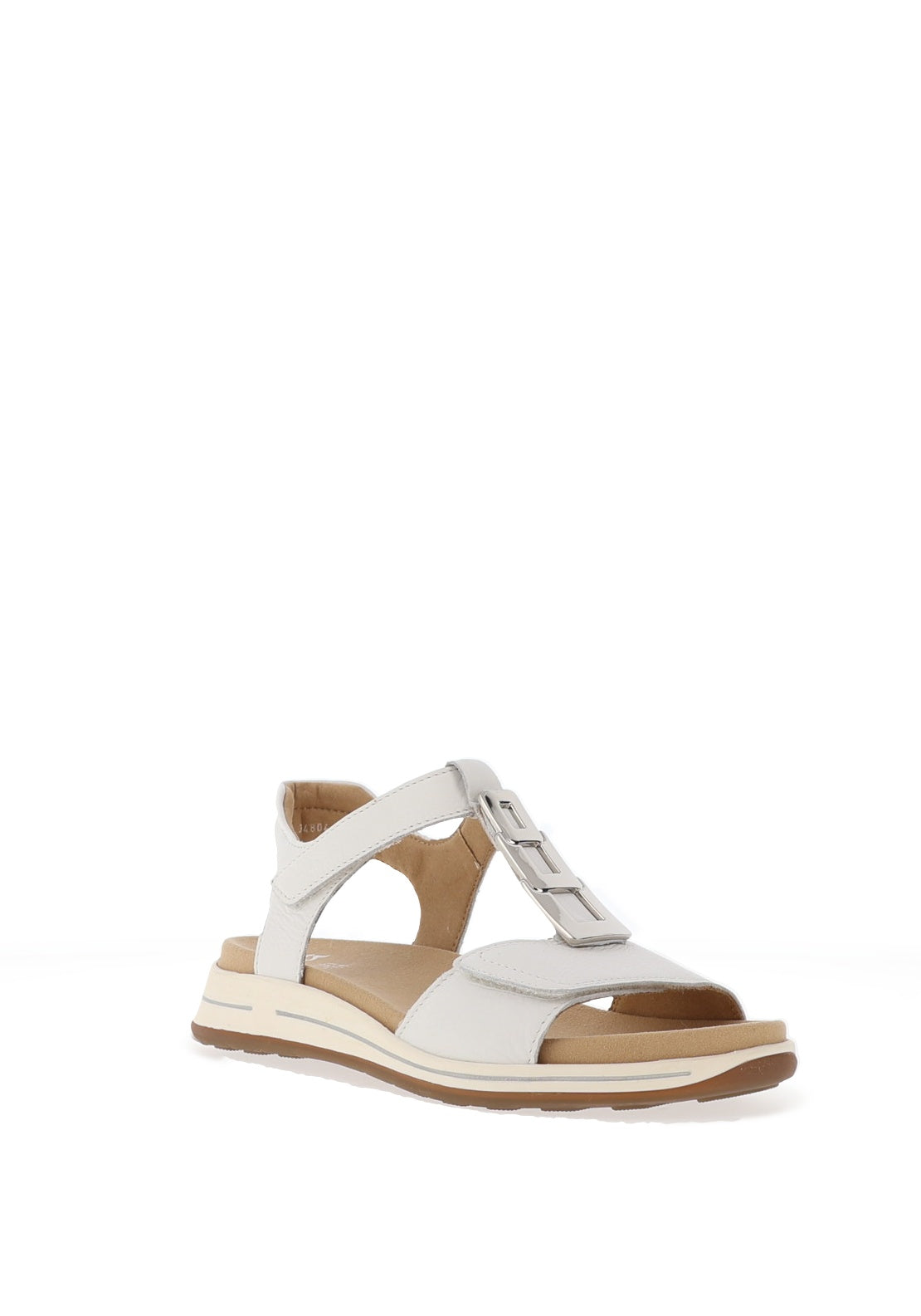 Ara Wide Fit Osaka Pebbled Leather T Bar Sandals, White