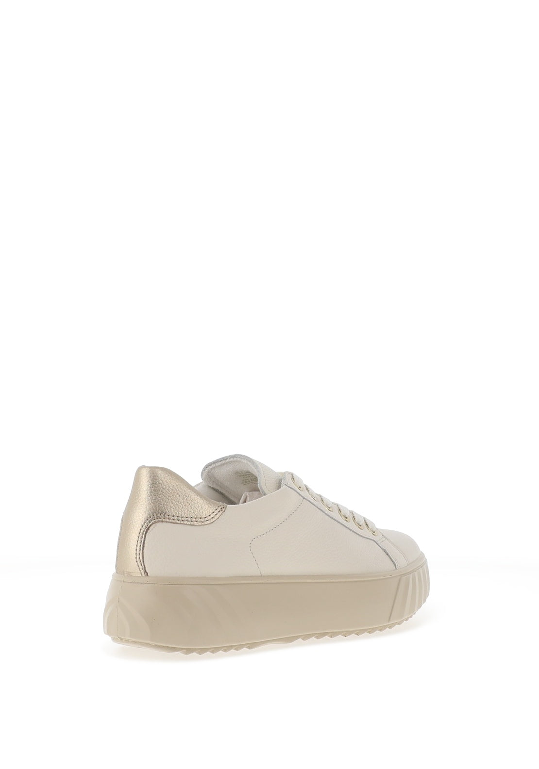 Ara Pebble Wide Fit Leather Platform Laced Trainers, Cream & Platinum