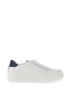 Ara Pebble Leather Platform Laced Trainers, White & Blue Night