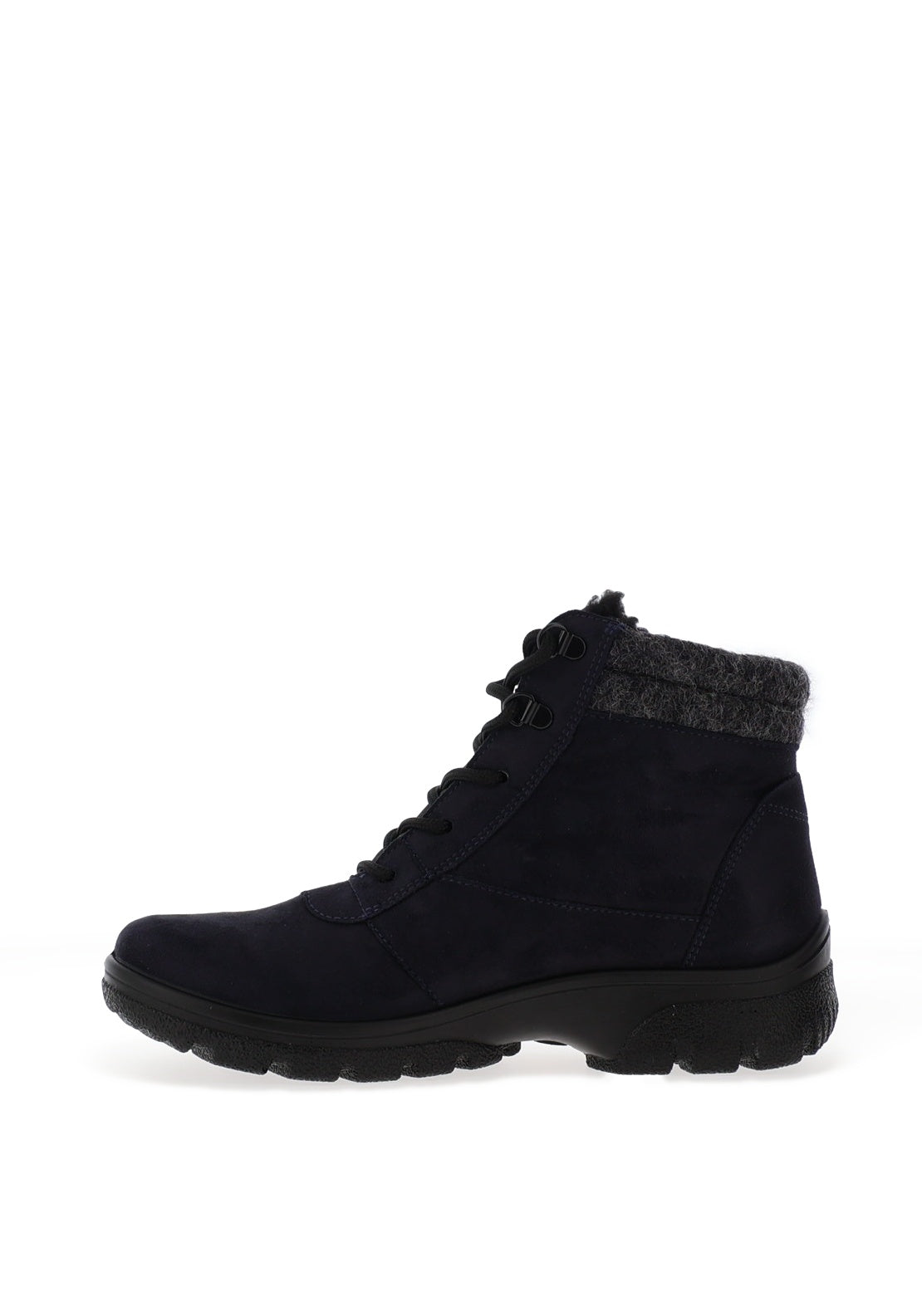 Ara Pebble Wide Fit Fleece Trim Lace Up Boots, Navy