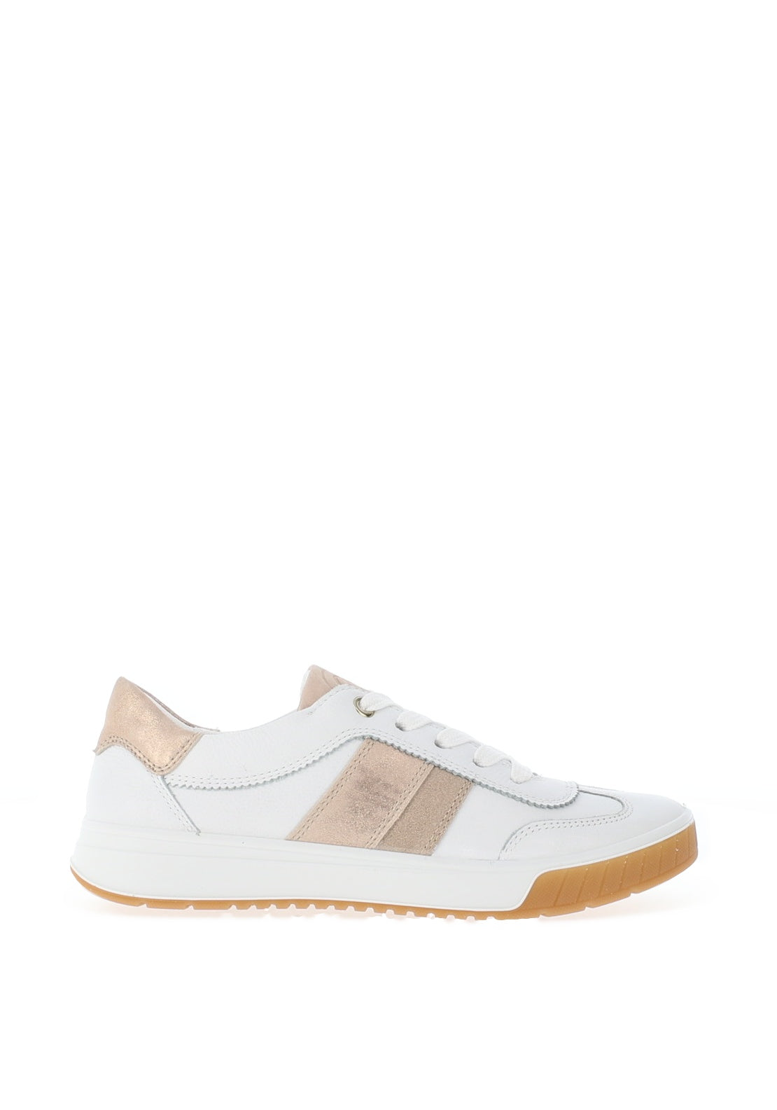Ara Pebble Wide Fit Shimmering Suede Leather Trainers, White