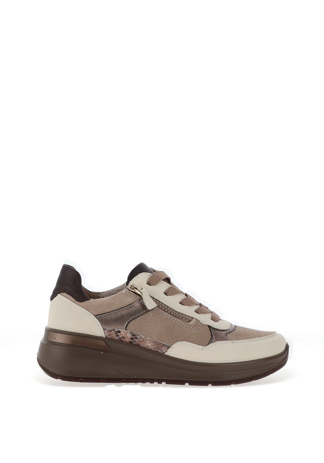 Ara Pebble Wide Fit Suede Trainers, Brown