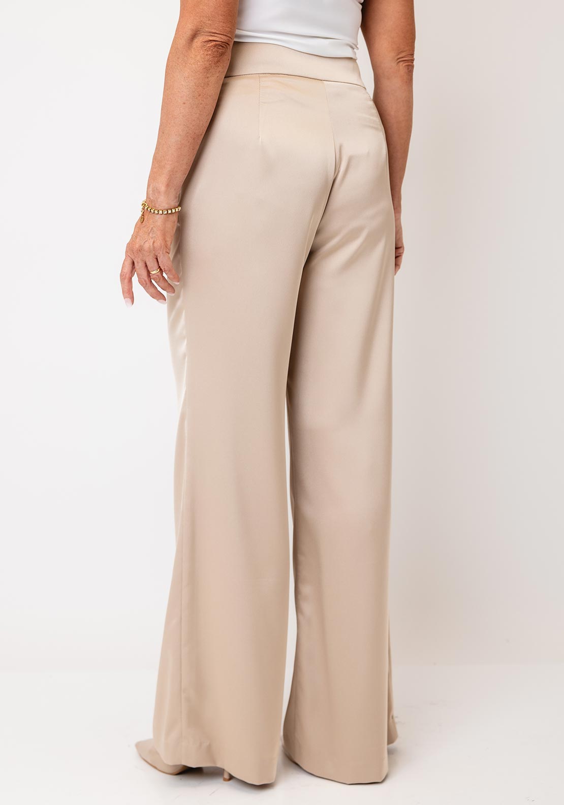 Serafina Collection High Waisted Wide Leg Trousers, Beige